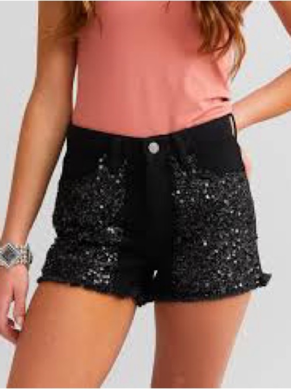 Sterling & Stitch Black High Rise Sequin Short Size 29 Buckle